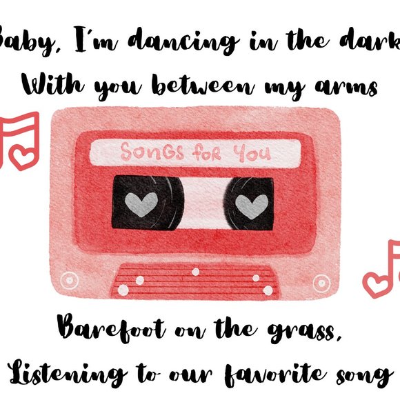 Valentine's Day Love Song "Perfect" by Ed Sheeran 8x10, Unframed Wall Art - Picture 2 of 2